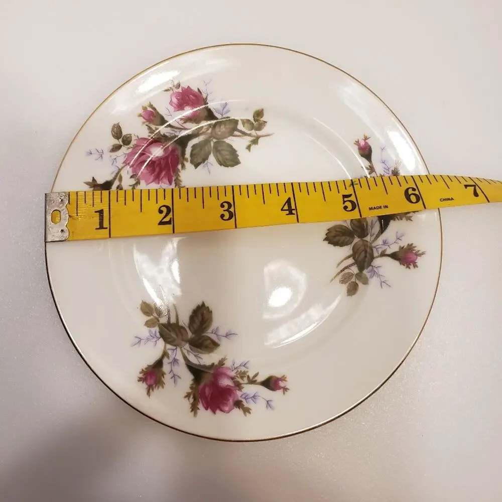 Celebrate Japan Moss Rose China 2 dessert plates gold edging‎